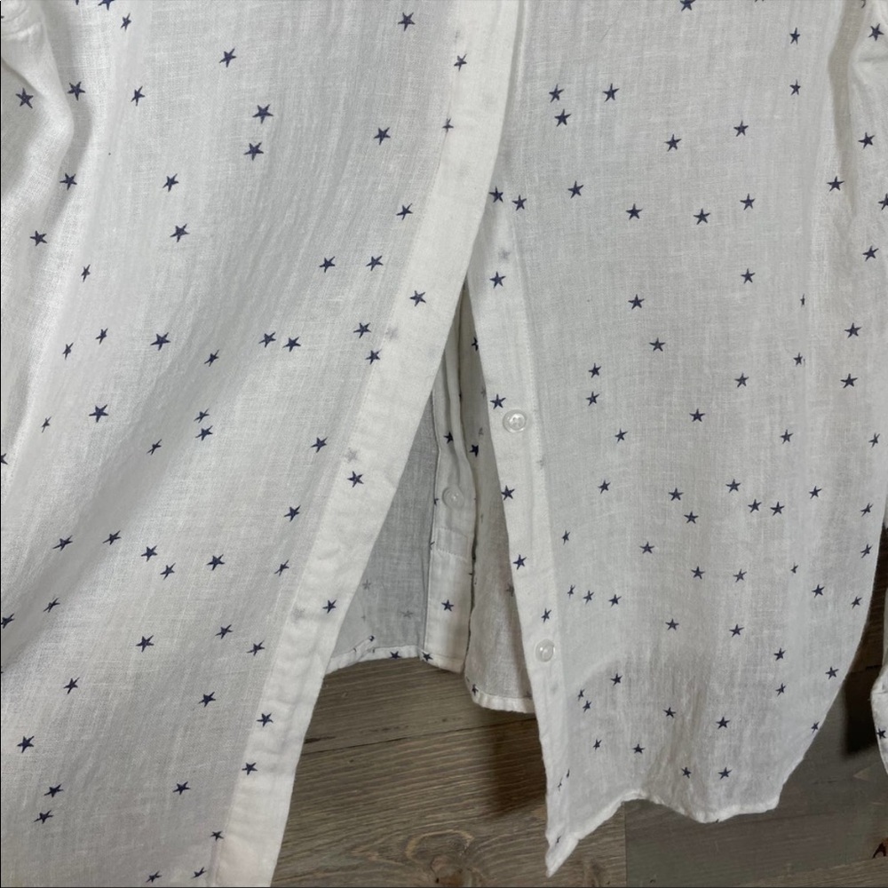 Rails Stars Xs Collared Button Down White Blouse - image 5